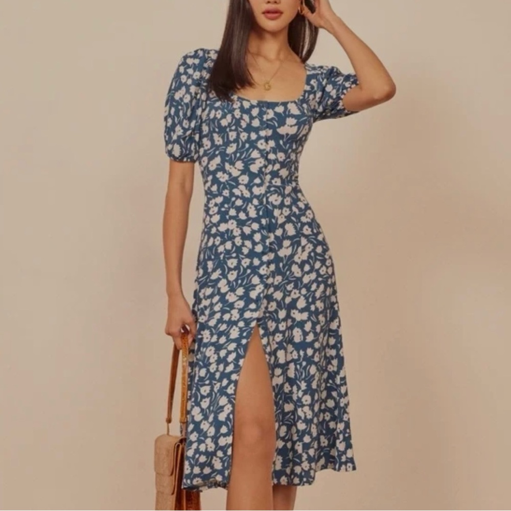 Reformation beechwood dress in tulip blue